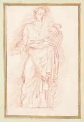 Zeichnung, Gewandfigur mit Gürtel um die Taille, ca. 1759–70